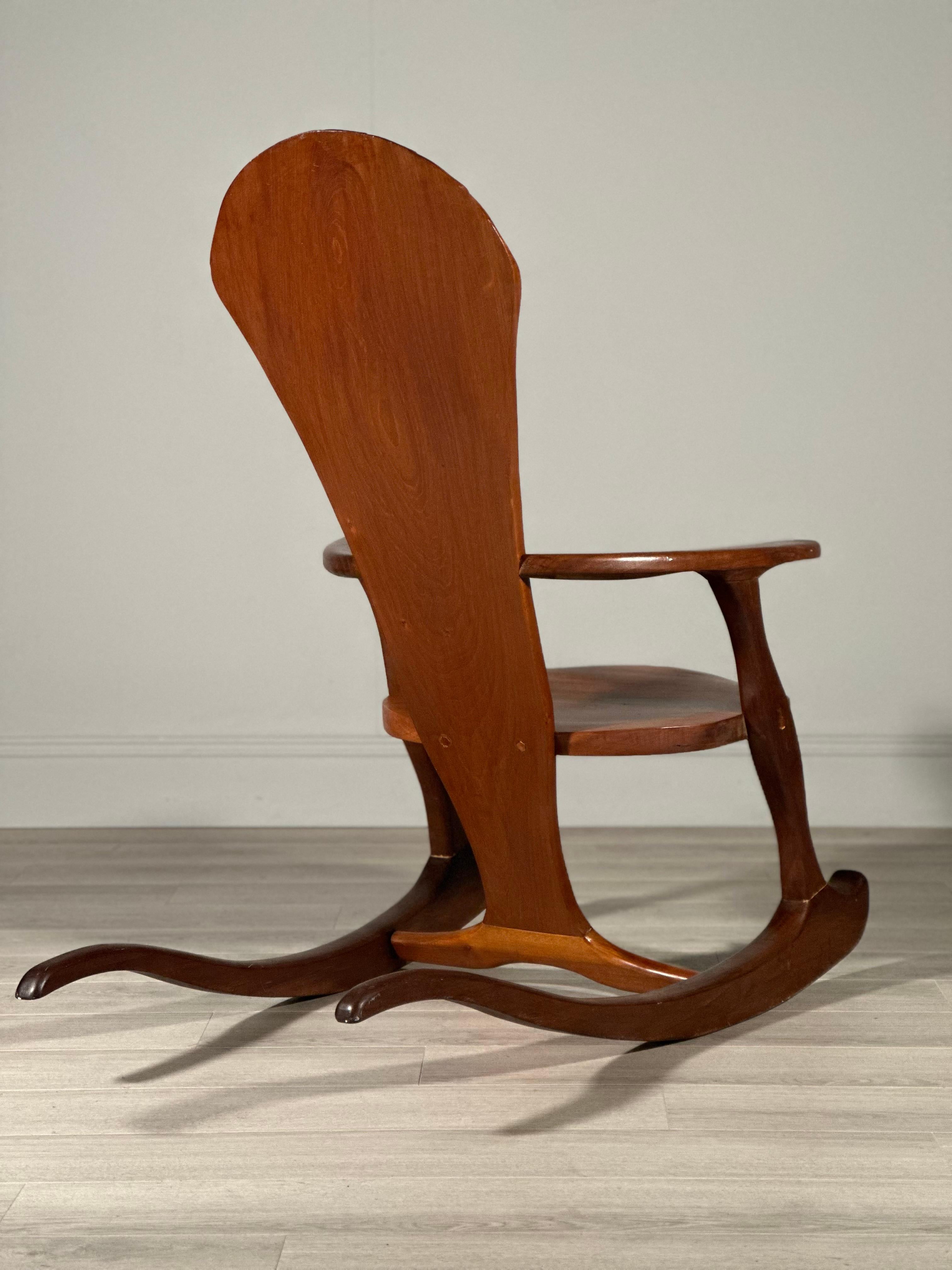 Large American Shell Back Rocking Chair C.1950 For Sale 2