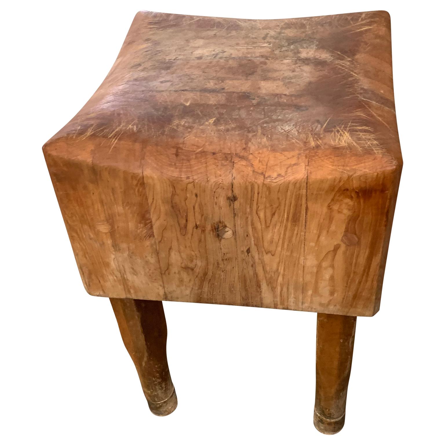 20th Century Large American Square Butchers Block Table