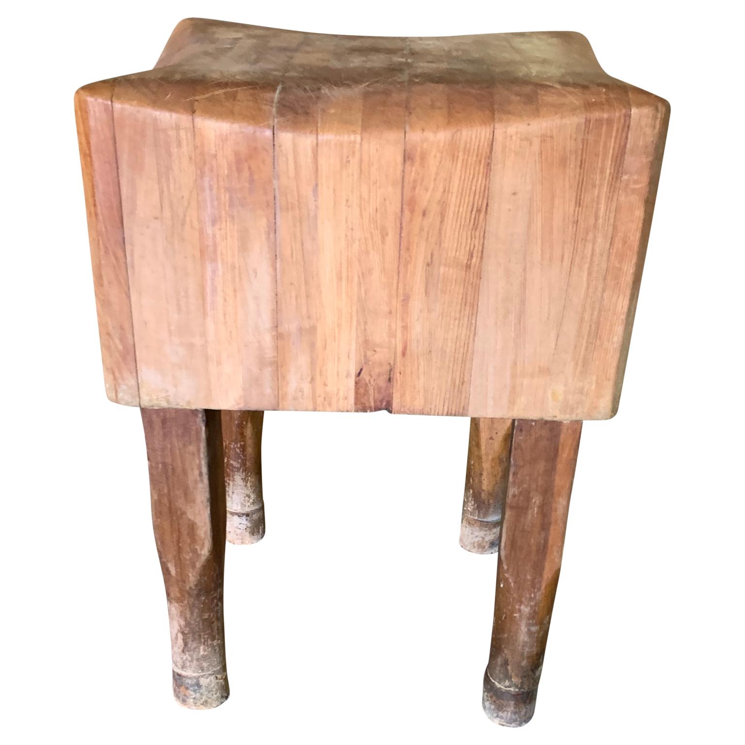 Large American Square Butchers Block Table (20. Jahrhundert)