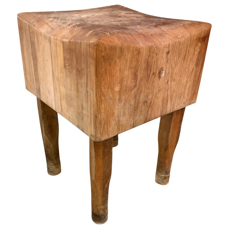 Large American Square Butchers Block Table at 1stDibs
