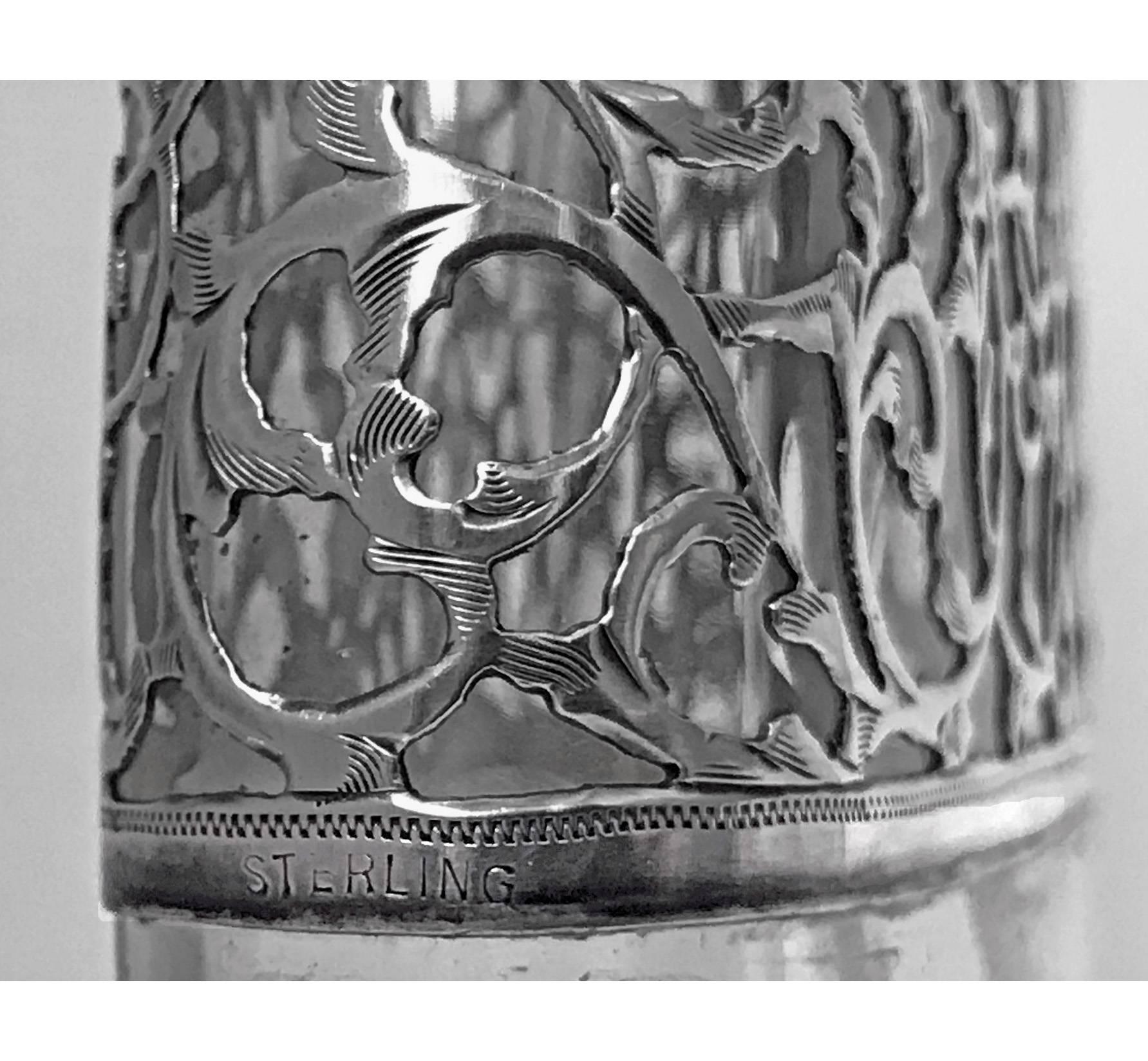 Sterling Silver Large American Sterling Flask, circa 1900