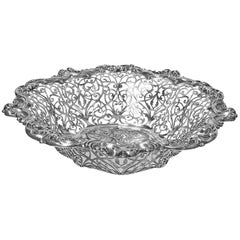 Antique Large American Sterling Silver Basket, circa 1897