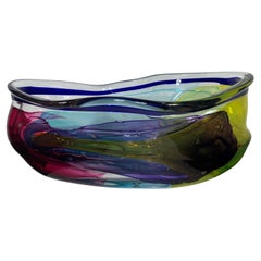 Large American Studio Glass Colored “Lava” Centerpiece by, Leon Applebaum