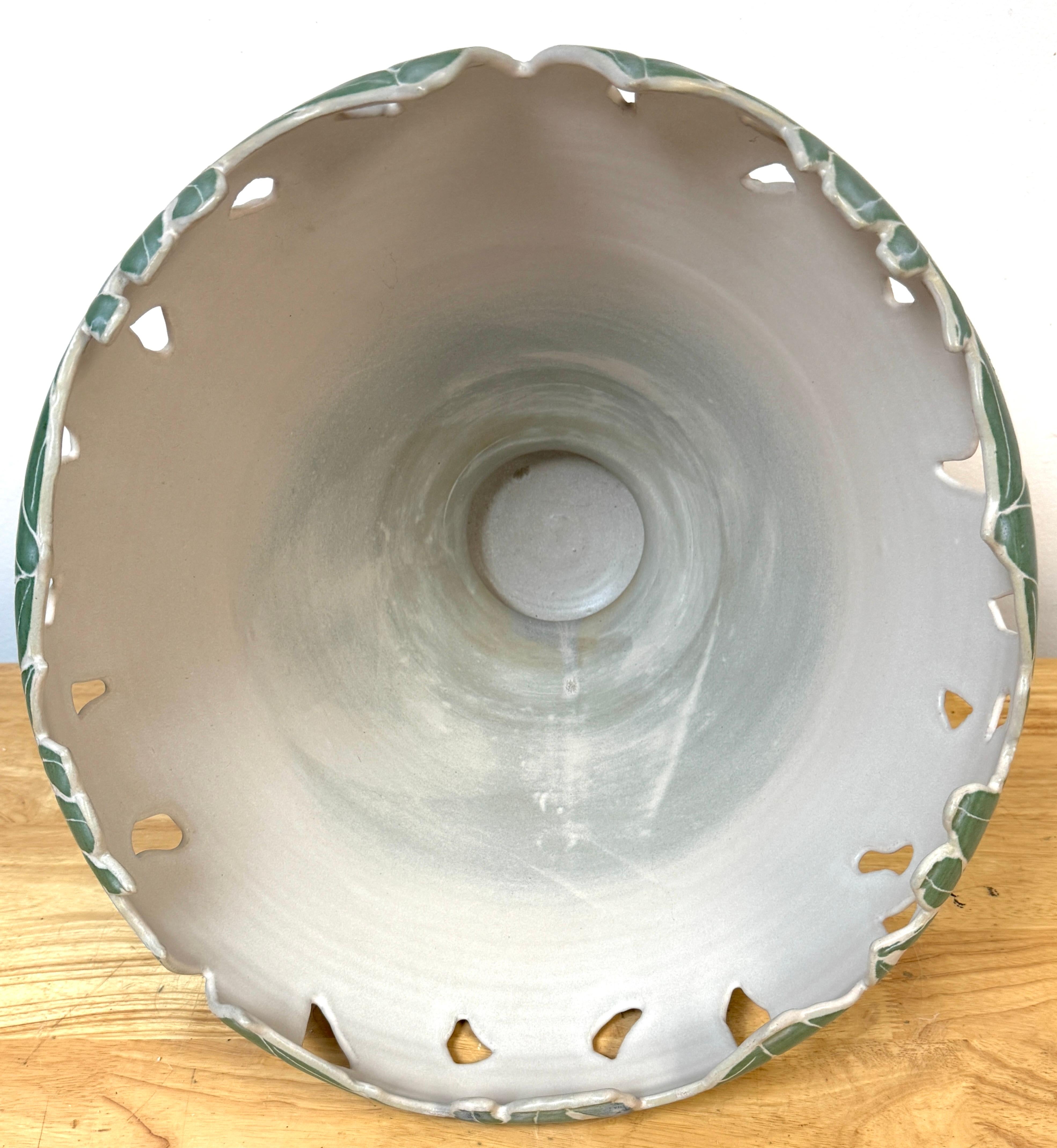 Large American Studio Pottery Iris Motif Vase, Style of Newcomb College, Signed For Sale 1