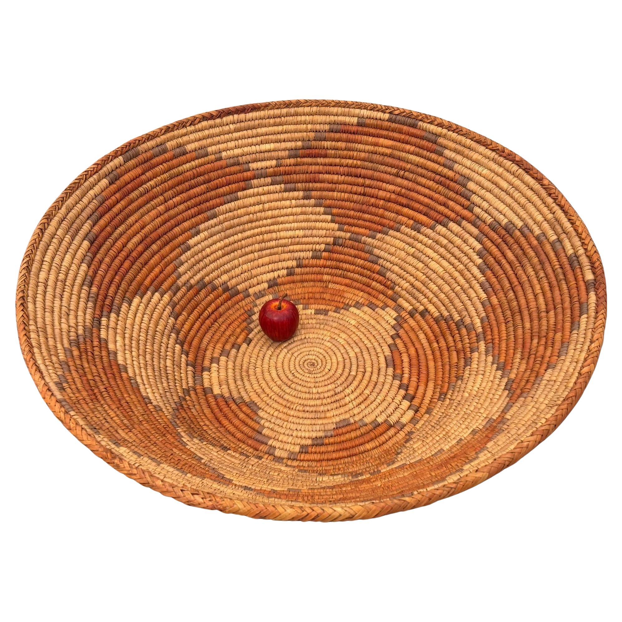 Grand Panier Western Américain Vintage Woven Reed 1950s