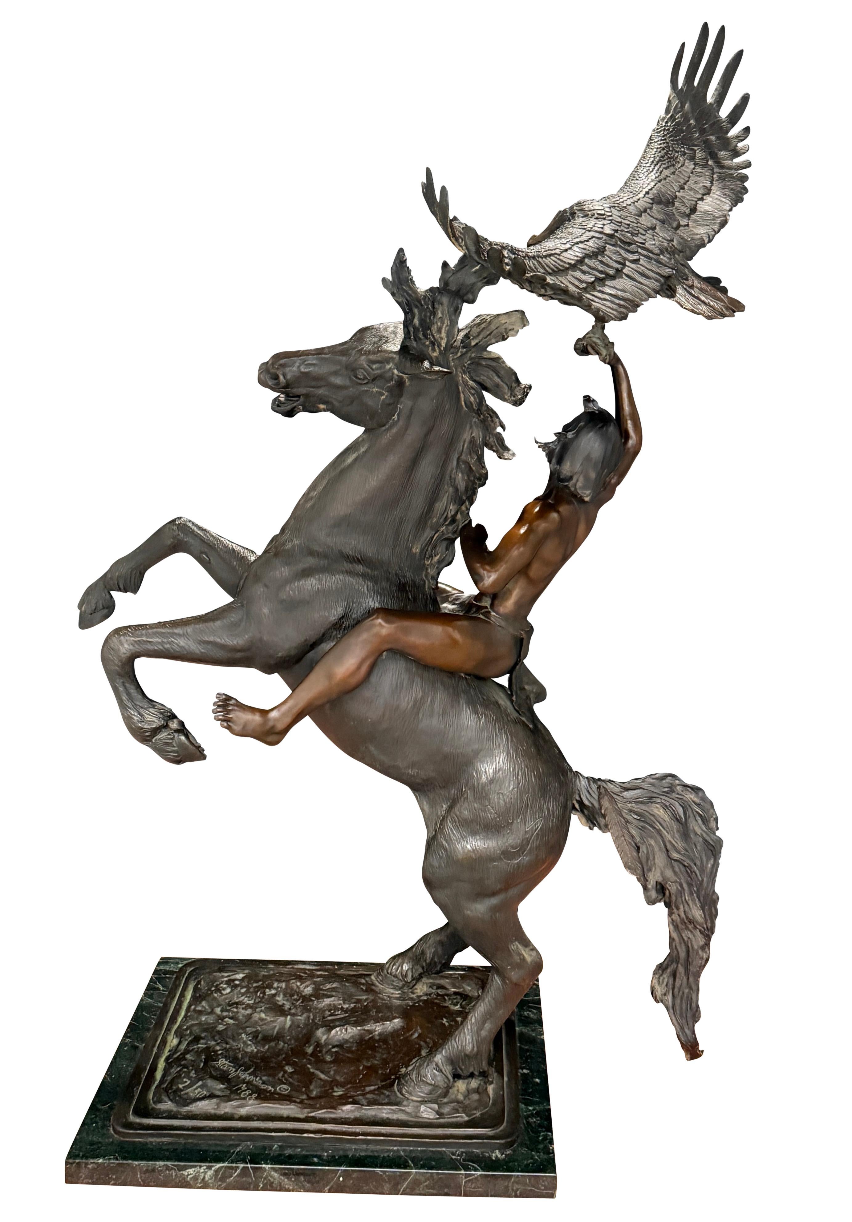 Grande scultura occidentale americana in bronzo di Stan Johnson in vendita 1