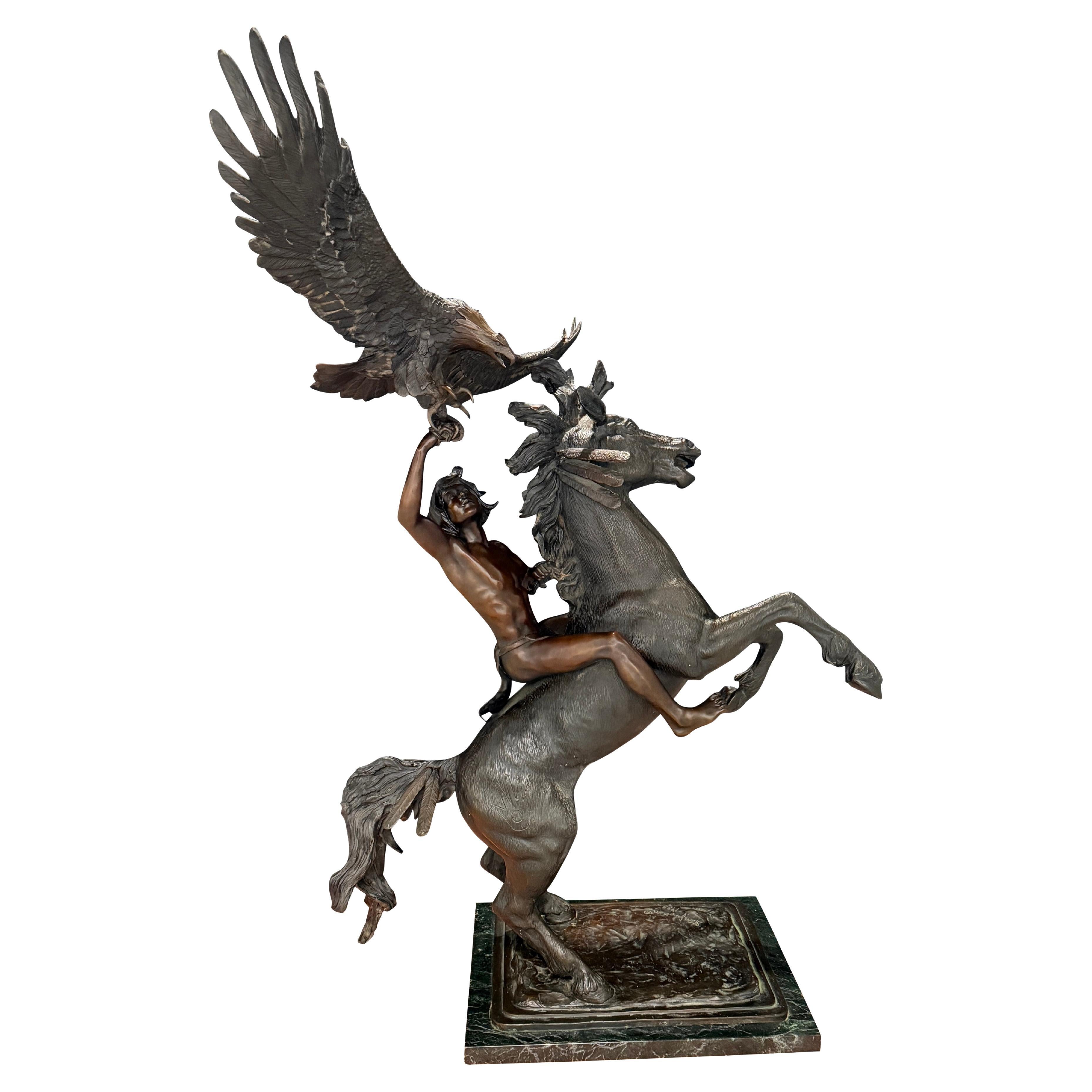 Large American Western Bronze Sculpture By Stan Johnson