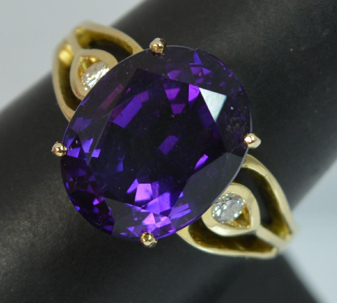 Large Amethyst and Diamond 14 Carat Gold Solitaire Cocktail Ring 6