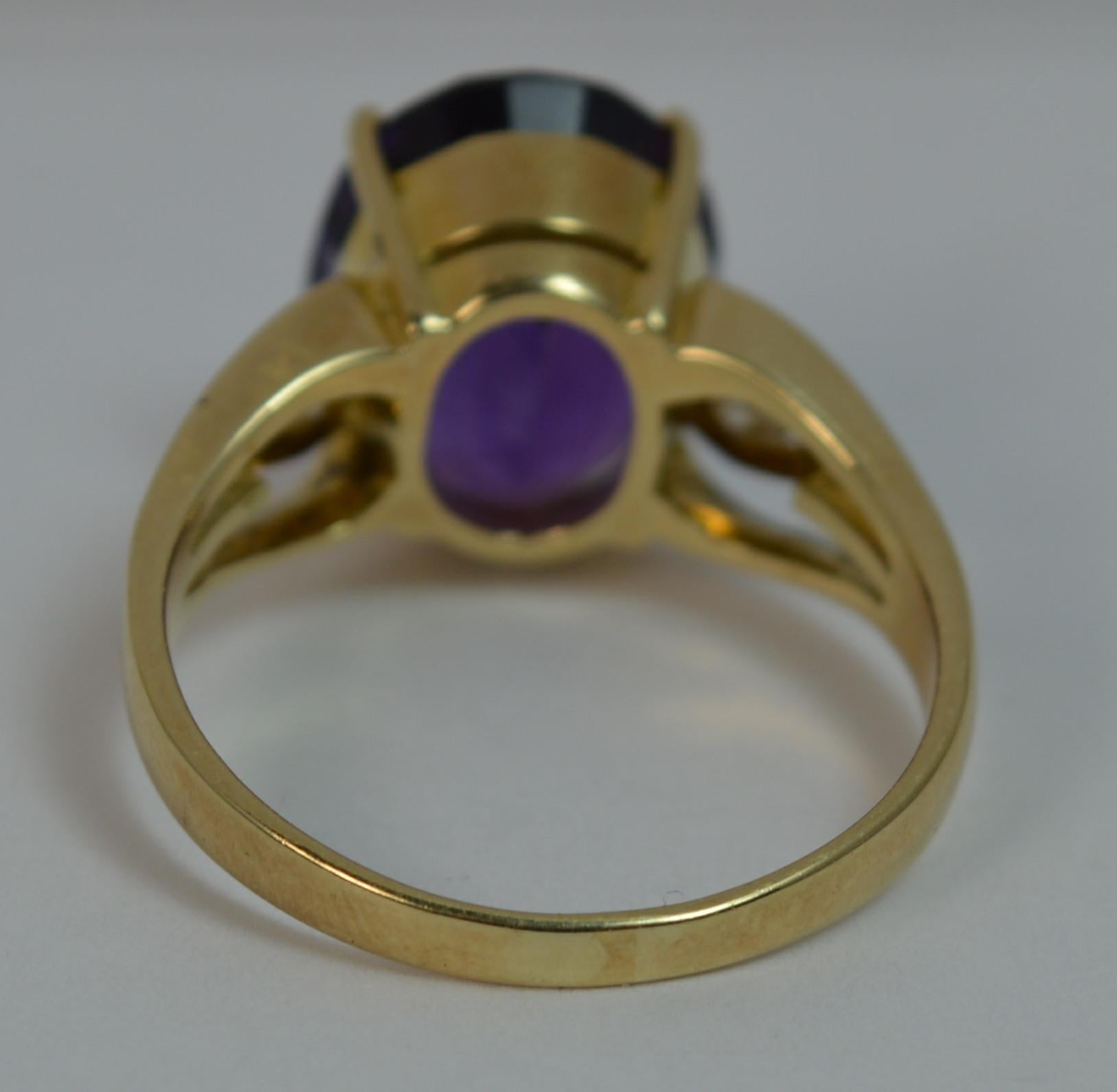 Women's Large Amethyst and Diamond 14 Carat Gold Solitaire Cocktail Ring