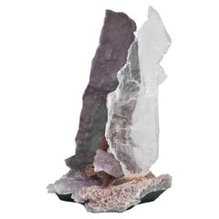 Large Amethyst and Gypsum Mineral Specimen Sculpture