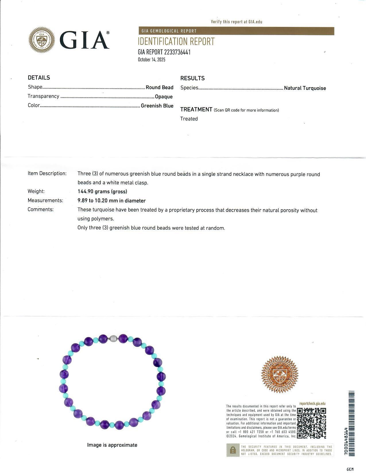 Grande collana di perle di ametista e turchese con chiusura in oro bianco 18 carati in vendita 10