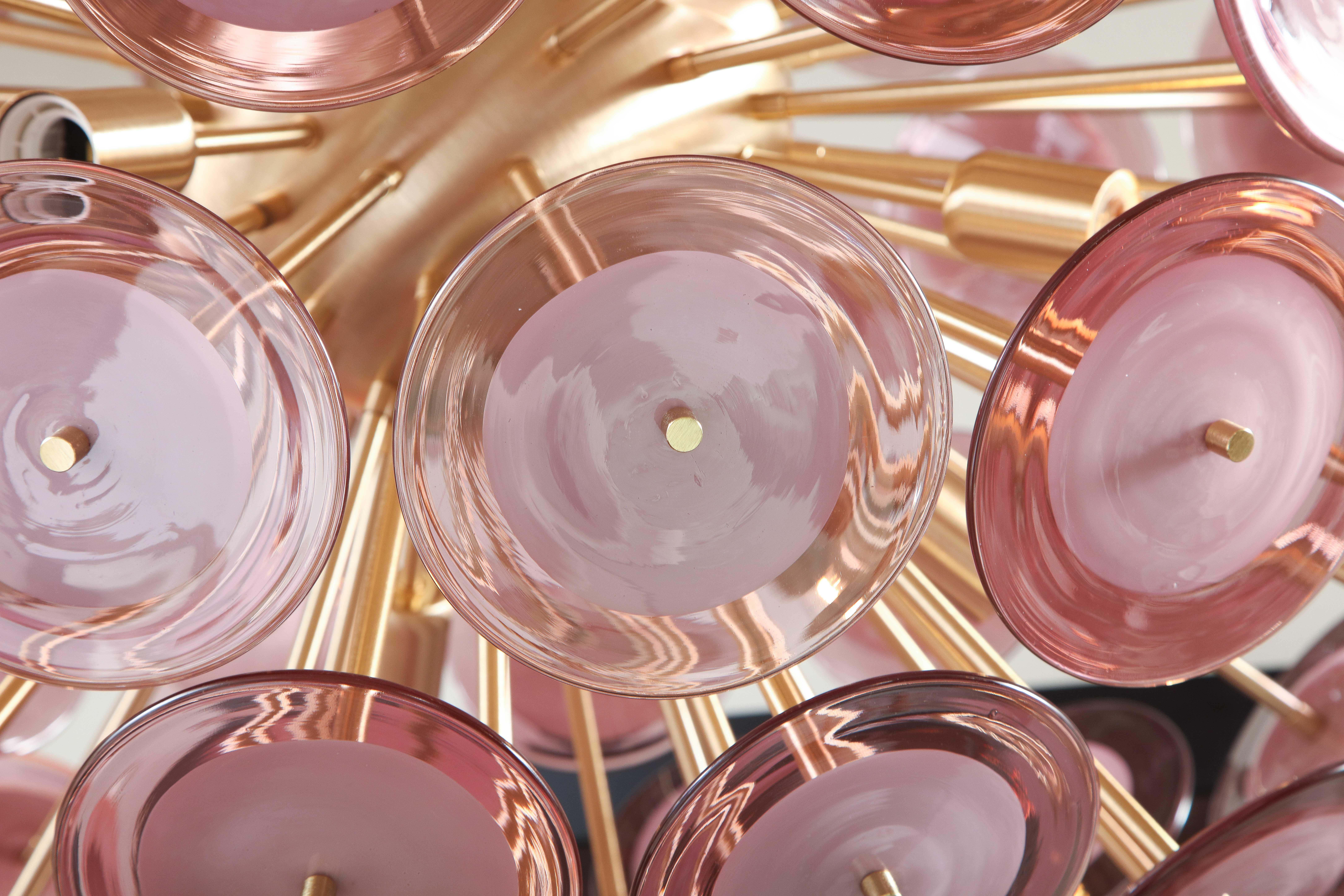 Lustre Spoutnik en verre de Murano avec grand disque en améthyste et améthyste fait sur mesure en vente 3