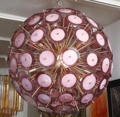 Custom Large Amethyst Murano Glass Disc Sputnik Chandelier