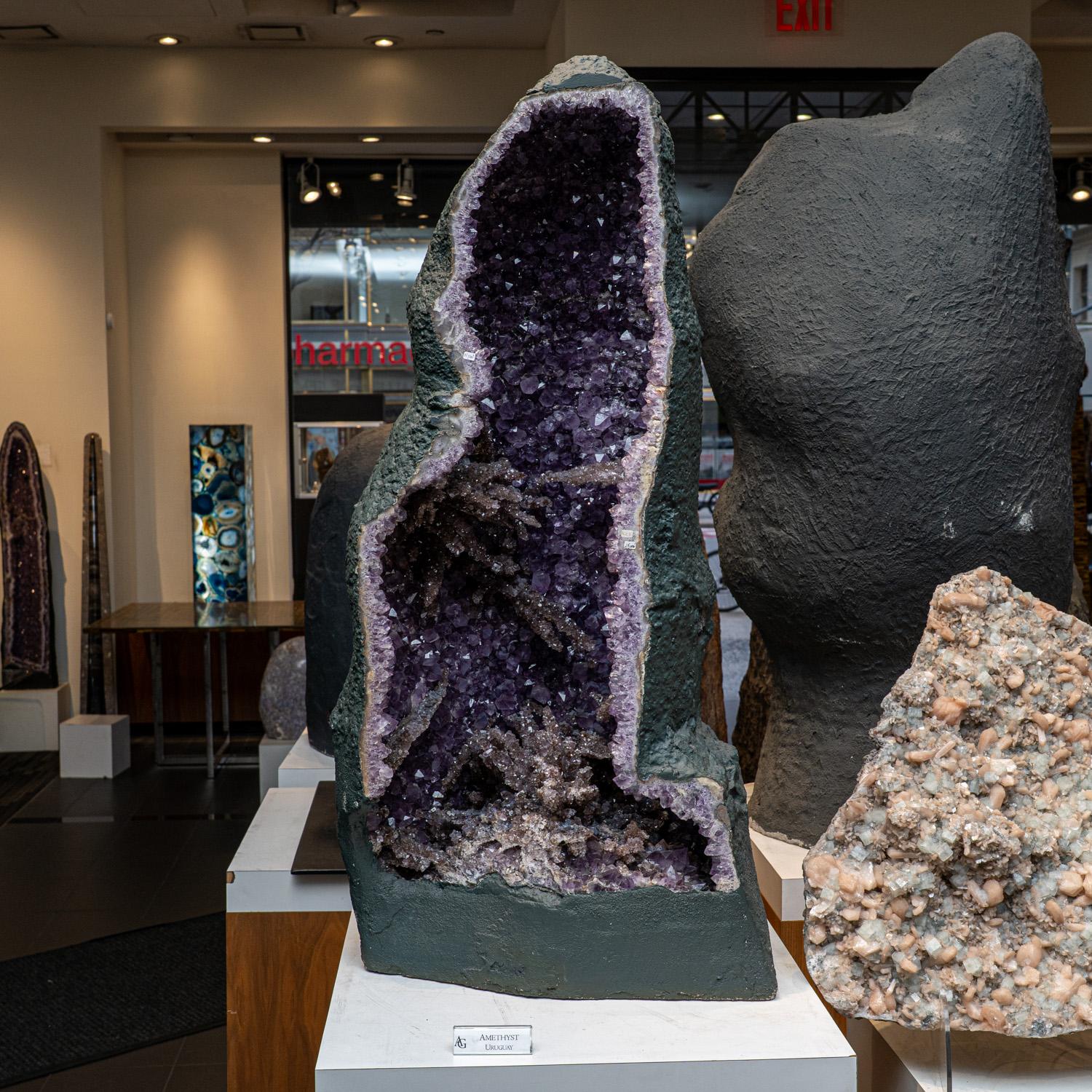 Large Amethyst Cluster Geode with Stalactites From Brazil For Sale 3
