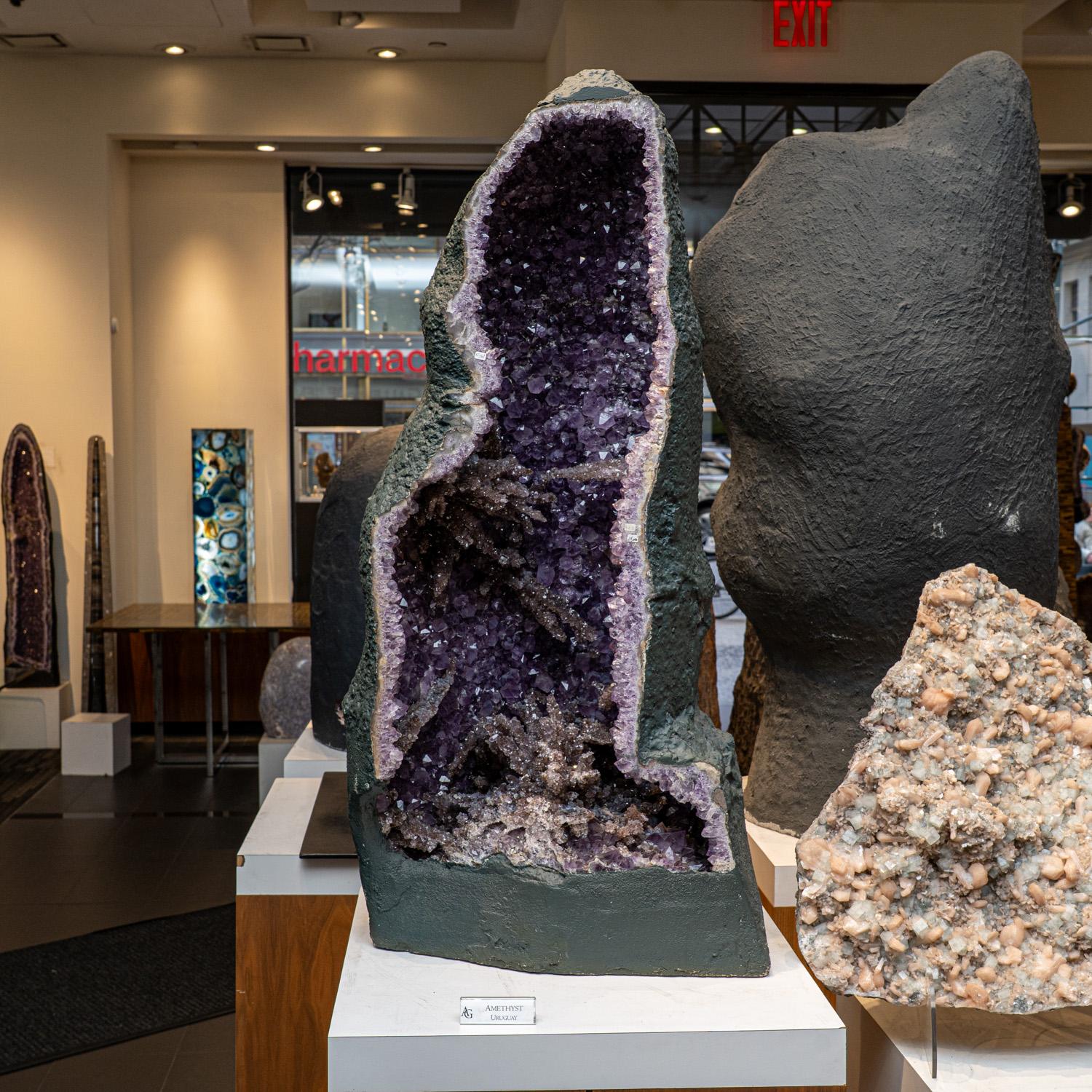 Large Amethyst Cluster Geode with Stalactites From Brazil For Sale 4