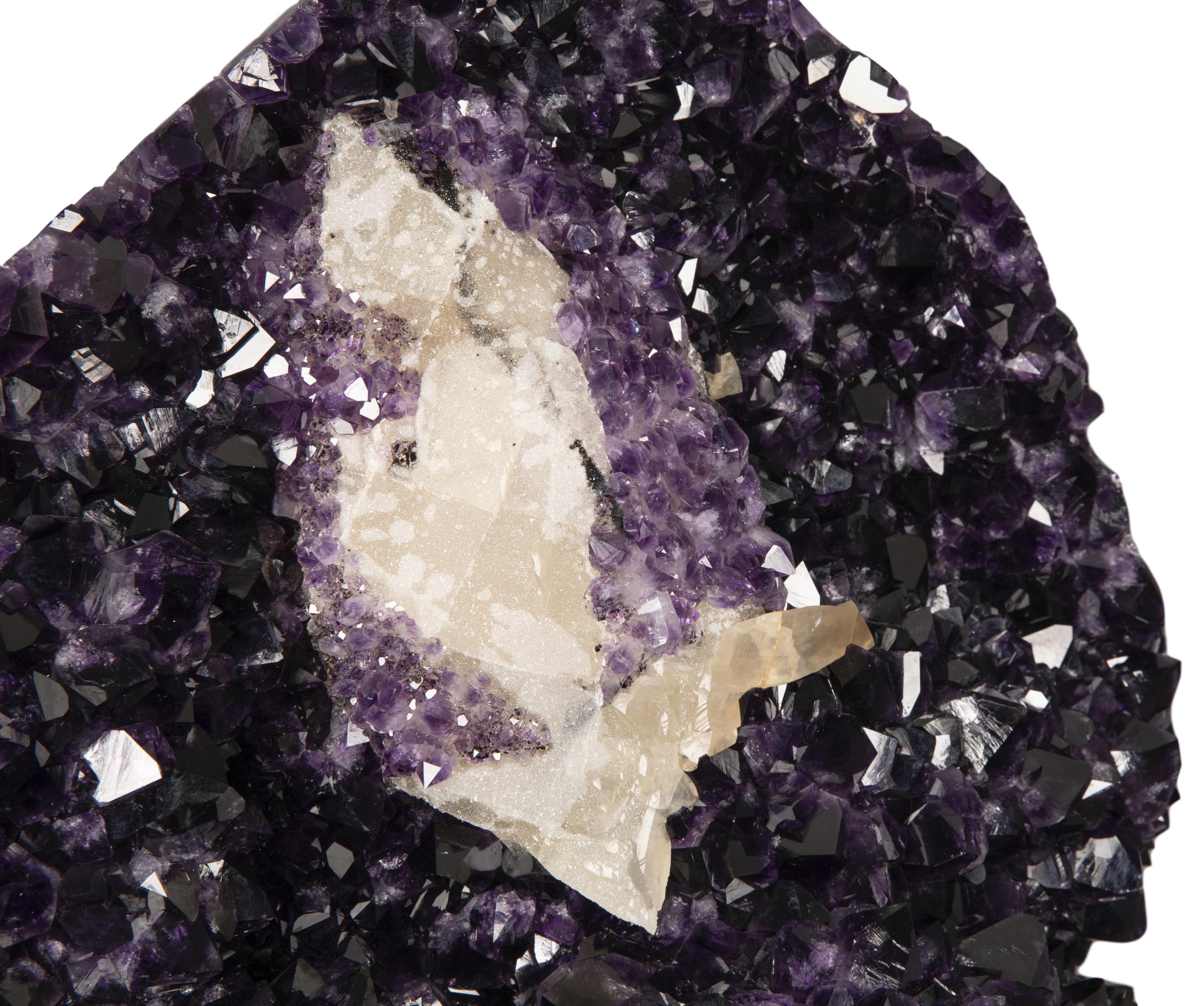 amethyst crystals and black calcite.