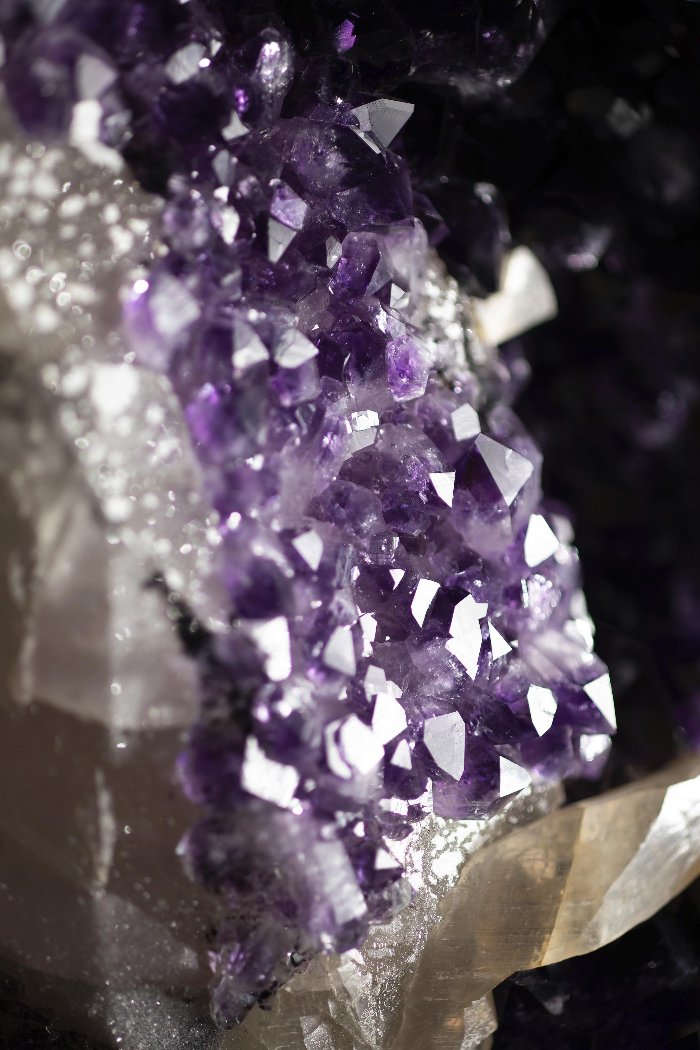 Uruguayan Large Amethyst Cluster with Calcite Formation, Hematite and White Quartz