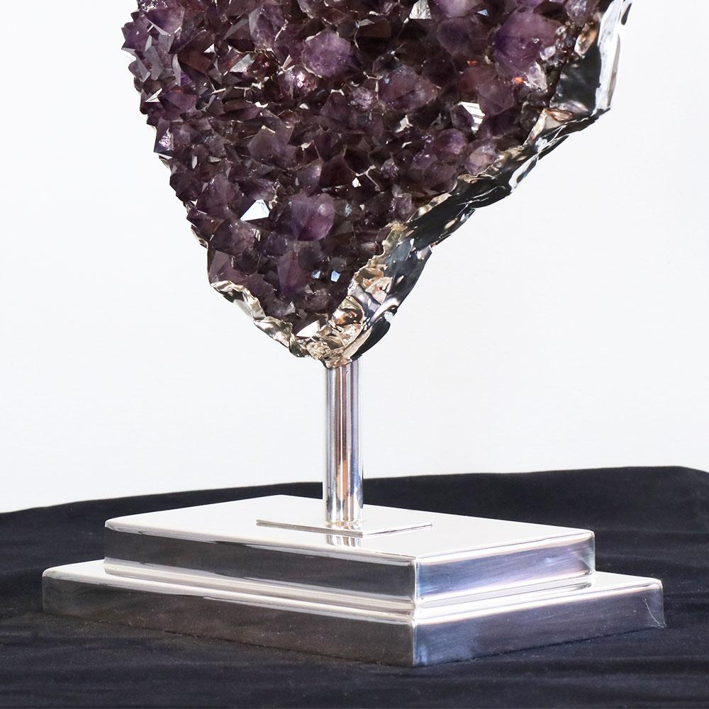 Large Amethyst Cluster with Handmade Aplication and Base in Sterling Silver 925 3