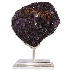 Cluster grande di ametista con applicazione fatta a mano e base in argento Sterling 925