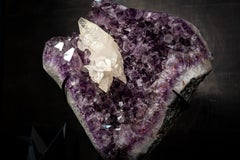 Large Amethyst Cluster with Large Scalonehedral Crystal Calcite
