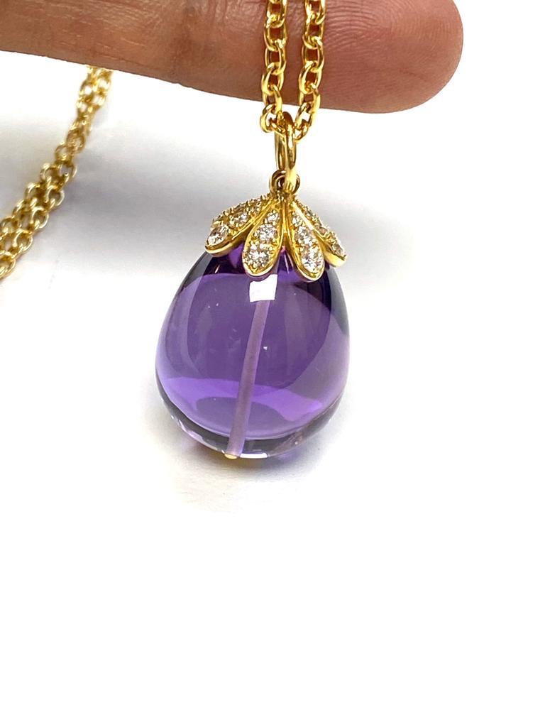 Goshwara Amethyst Drop Pendant In New Condition In New York, NY