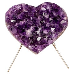 Large Amethyst Druzy Heart with High-Grade Deep Purple Natural Crystal