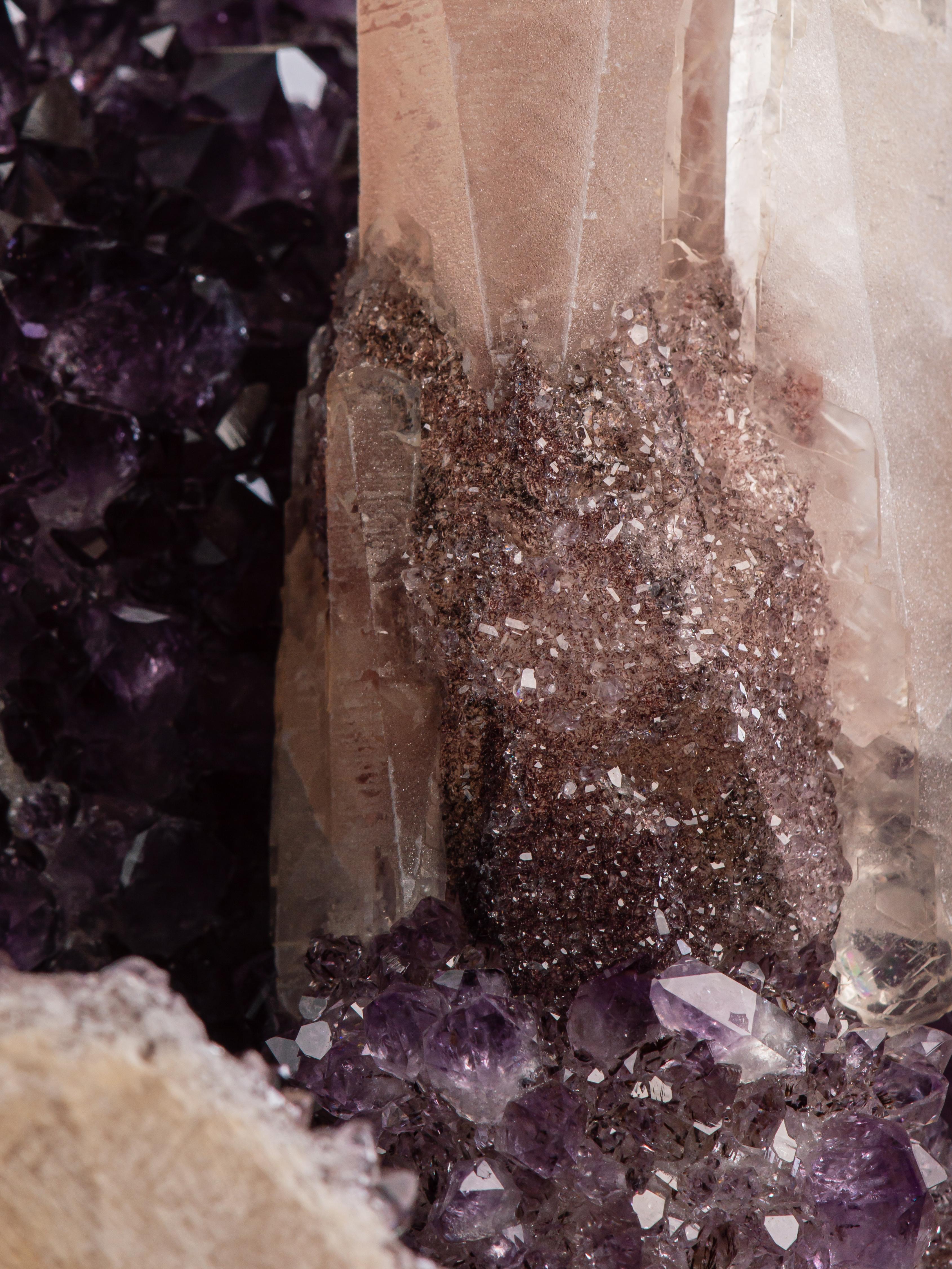 Large Amethyst Formation with Calcite Towers For Sale 4
