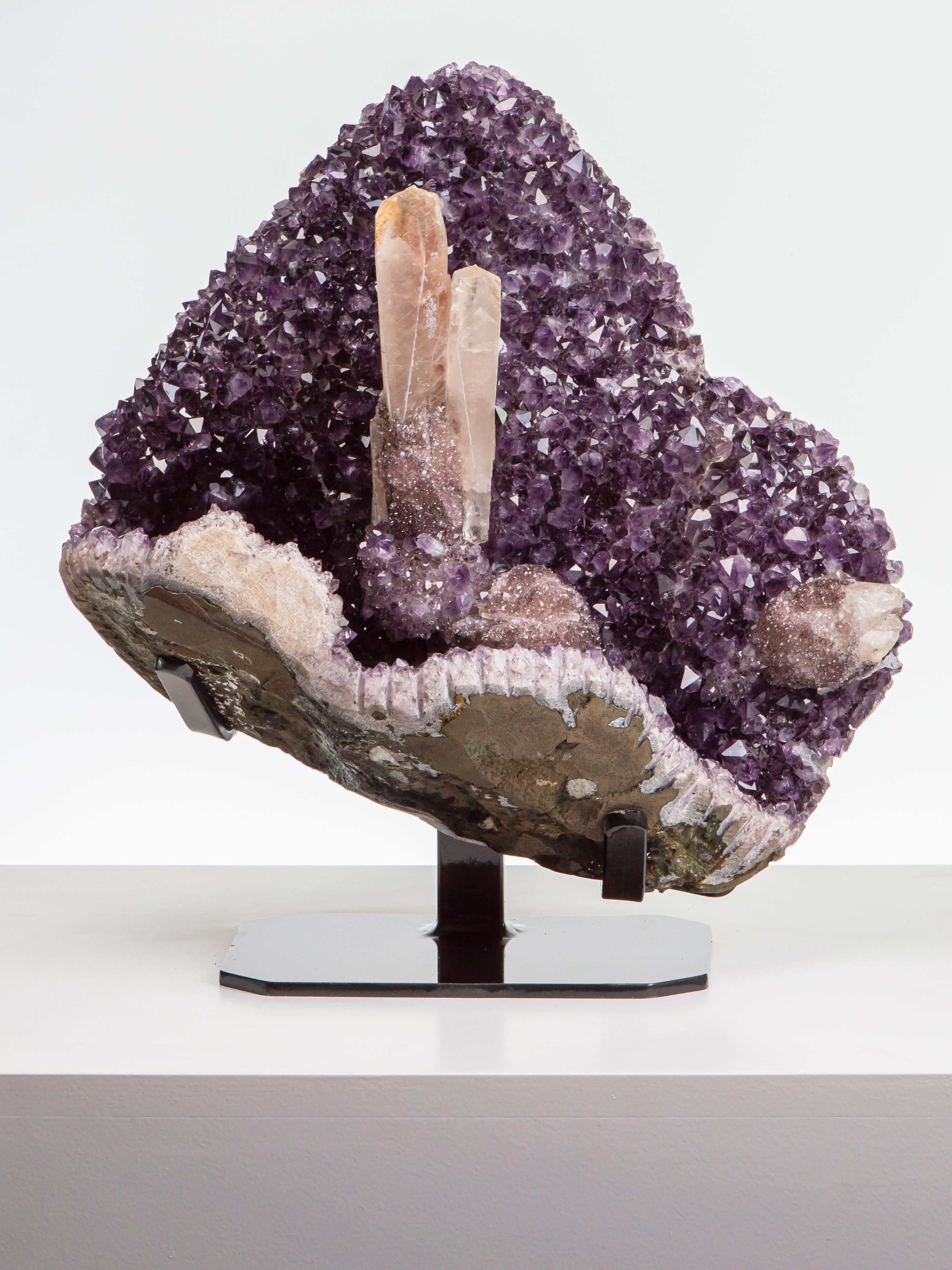 Large Amethyst Formation with Calcite Towers For Sale 8