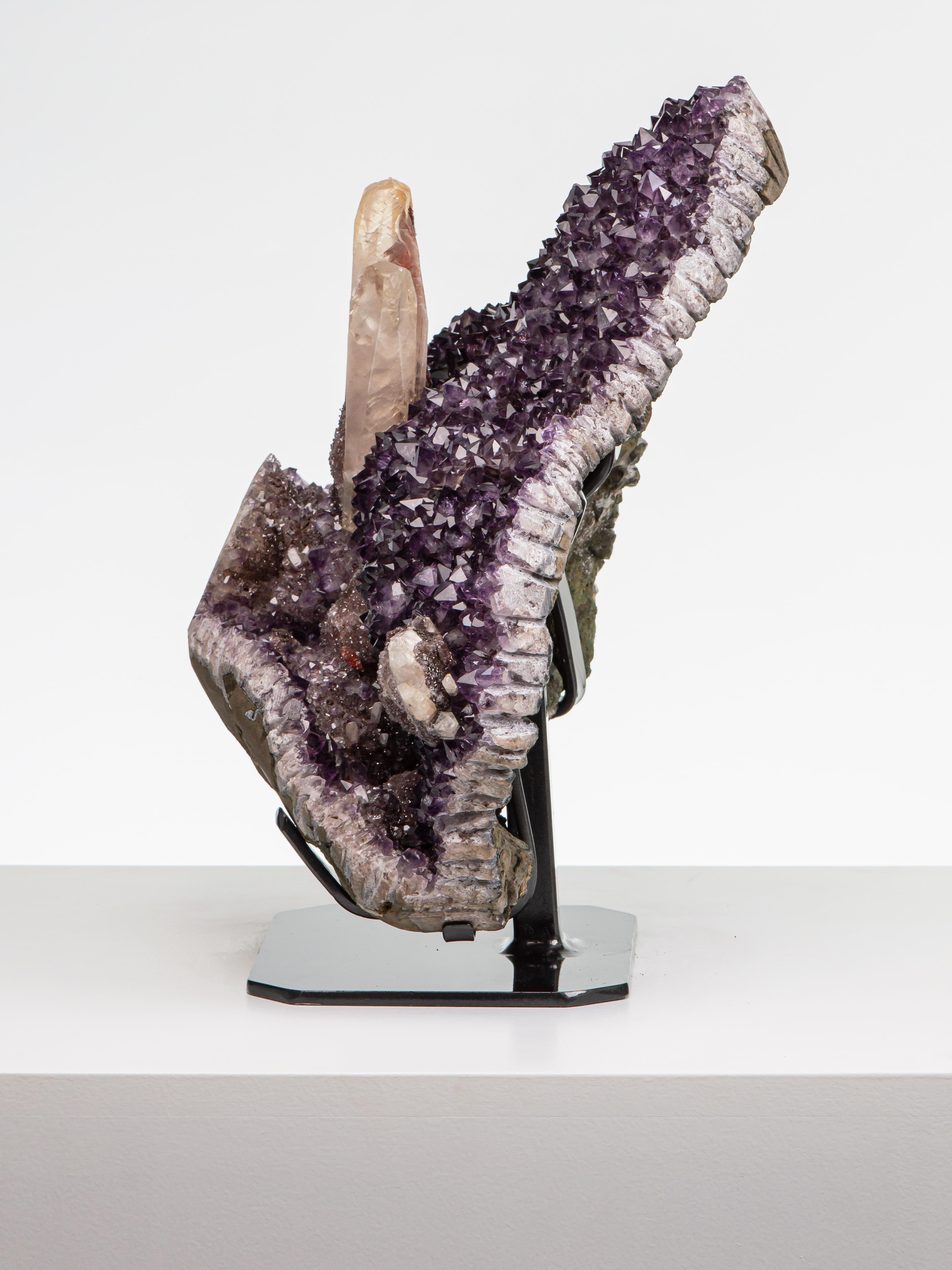 Uruguayan Large Amethyst Formation with Calcite Towers For Sale