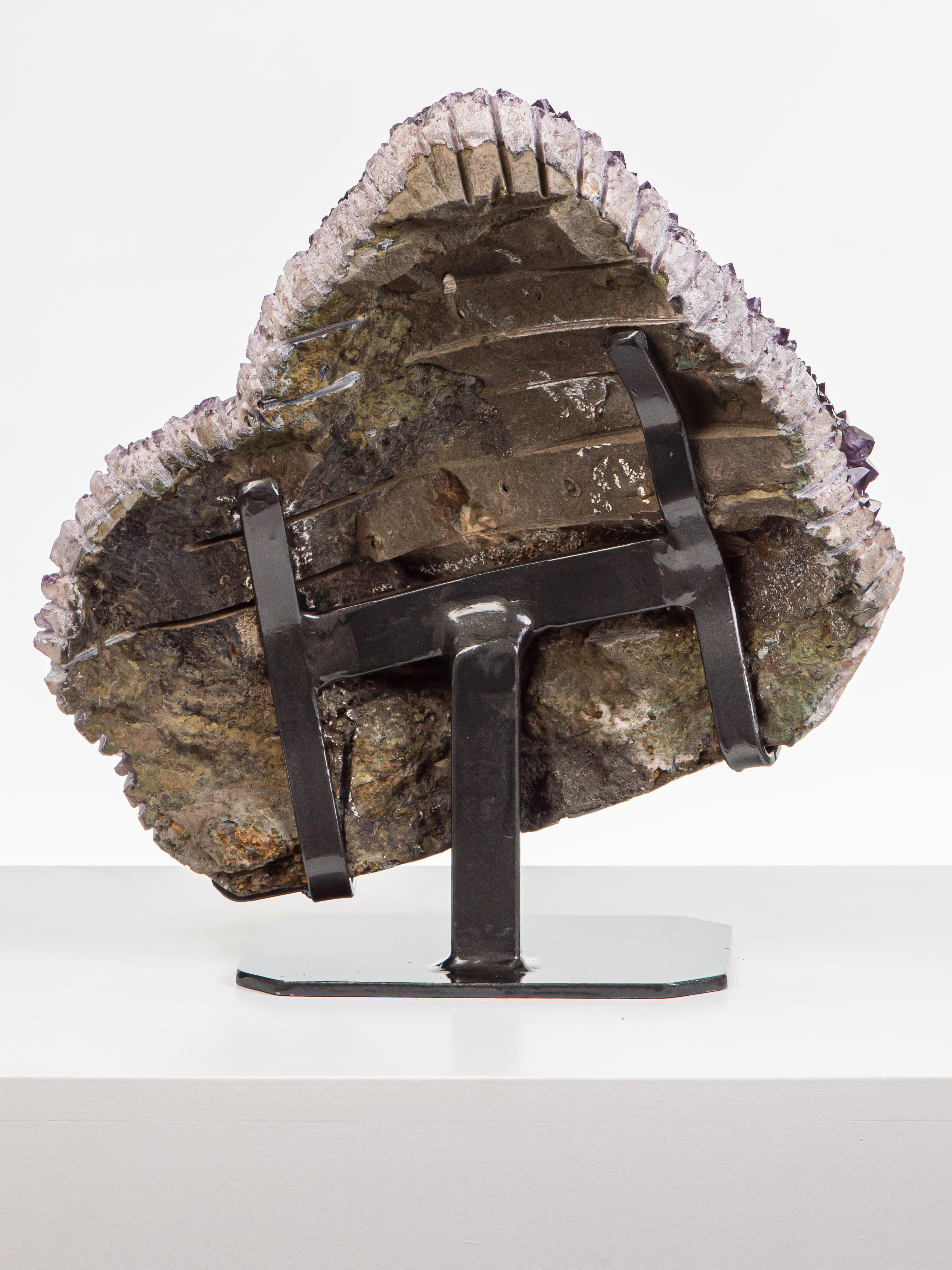 18th Century and Earlier Large Amethyst Formation with Calcite Towers For Sale
