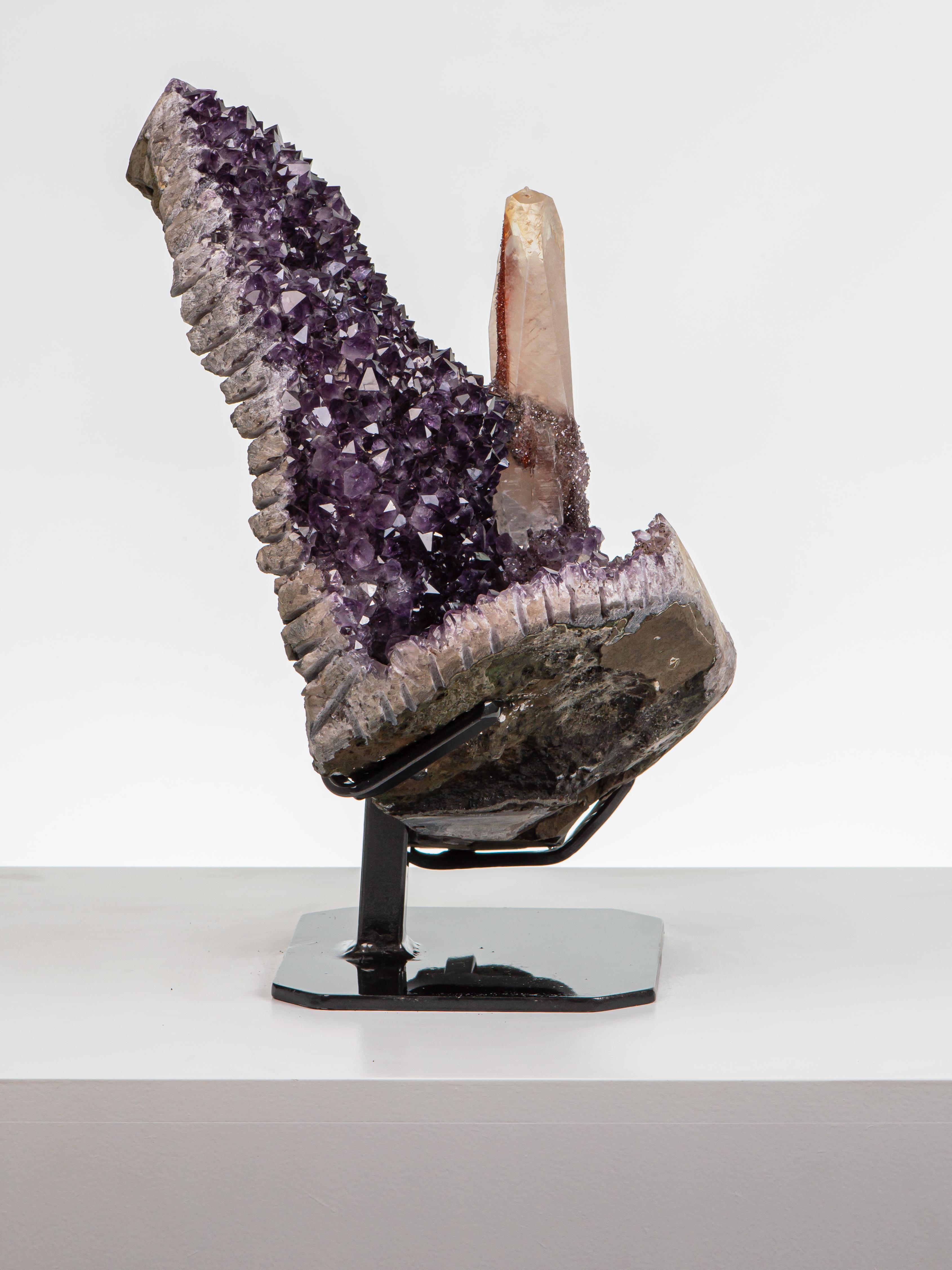 Large Amethyst Formation with Calcite Towers In Good Condition For Sale In London, GB