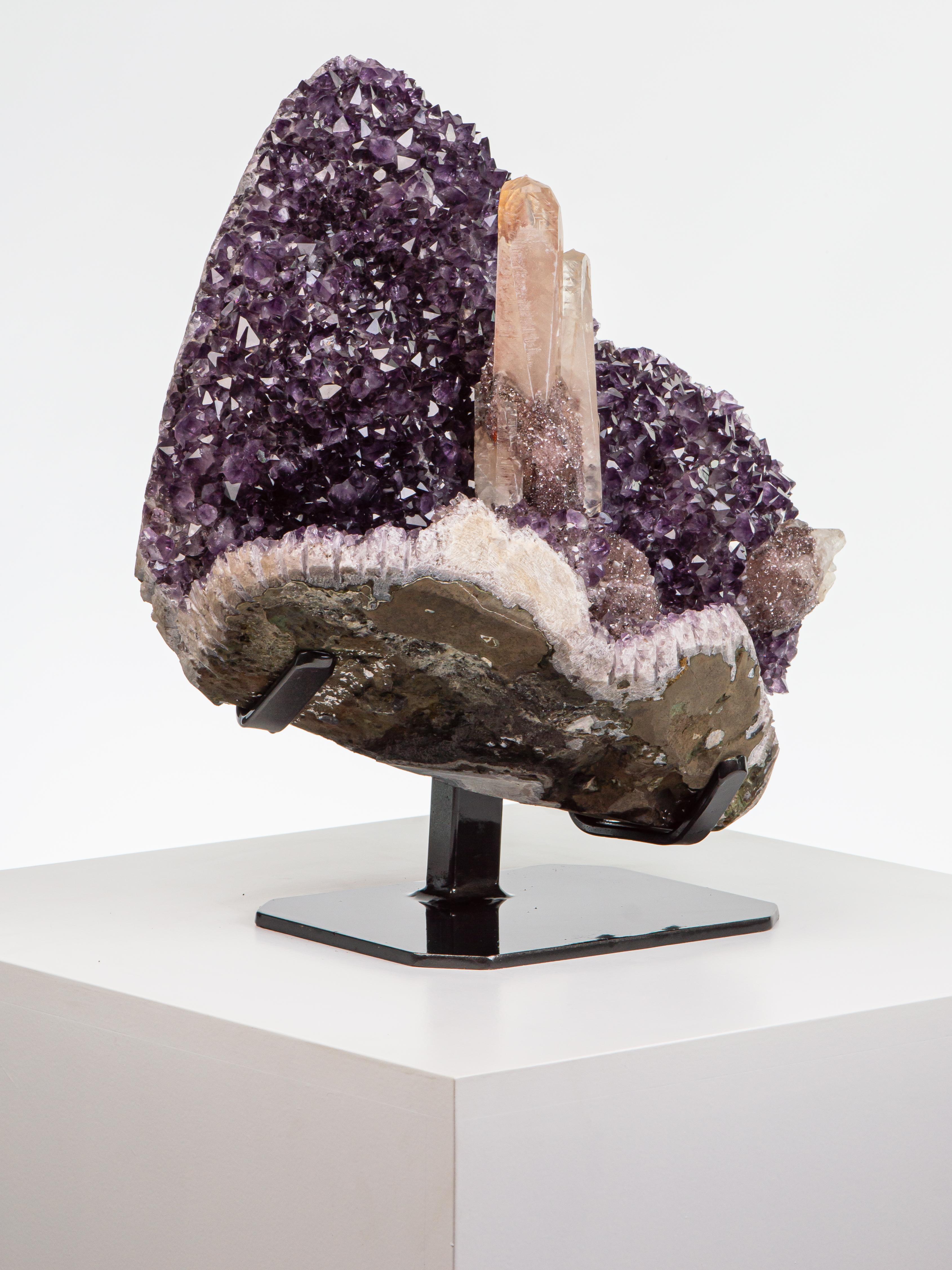 Large Amethyst Formation with Calcite Towers For Sale 1
