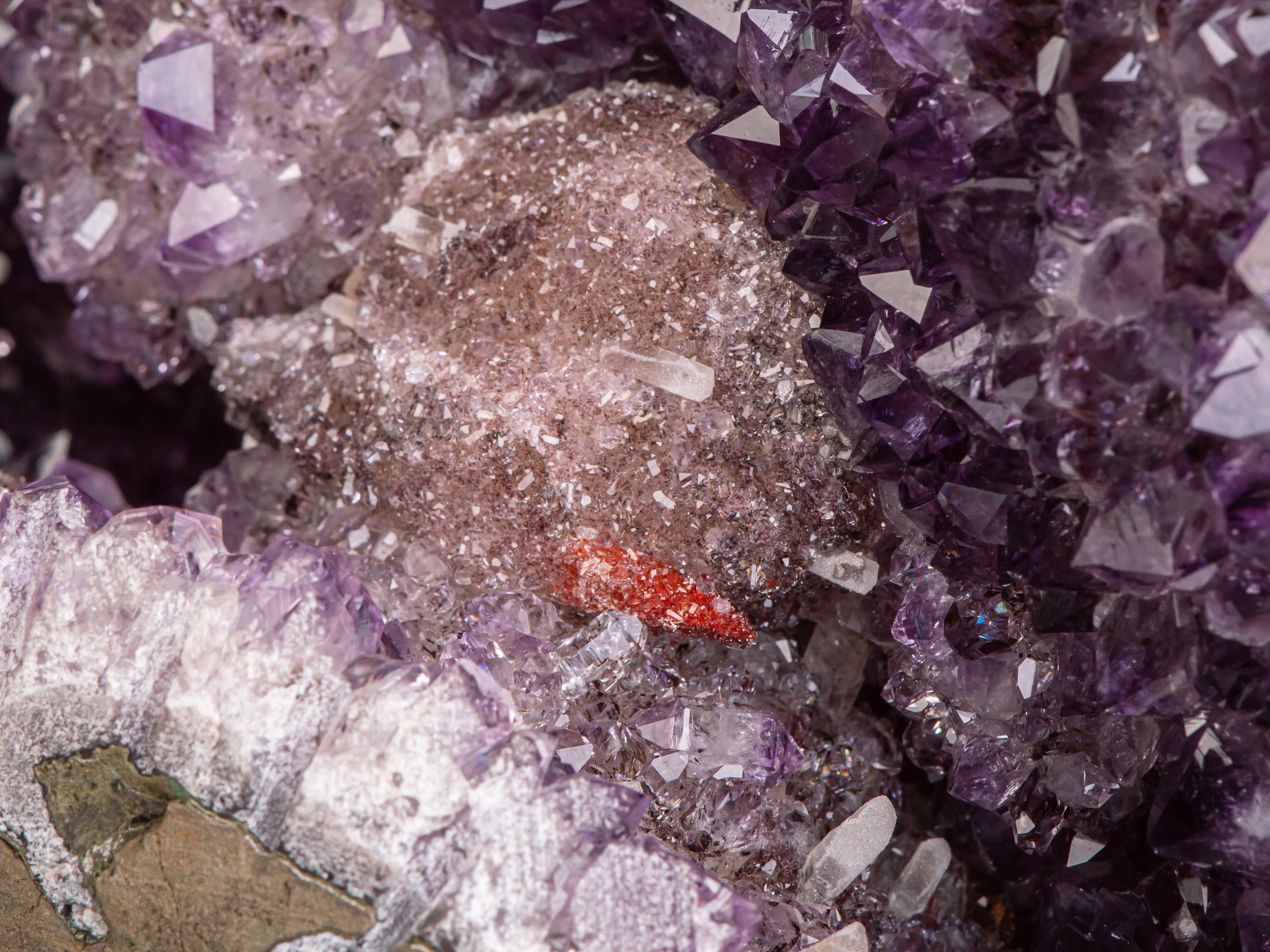 Quartz Large Amethyst Formation with Calcite Towers For Sale