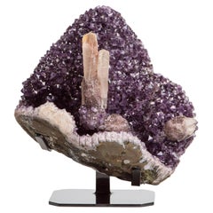 Antique Large Amethyst Formation with Calcite Towers
