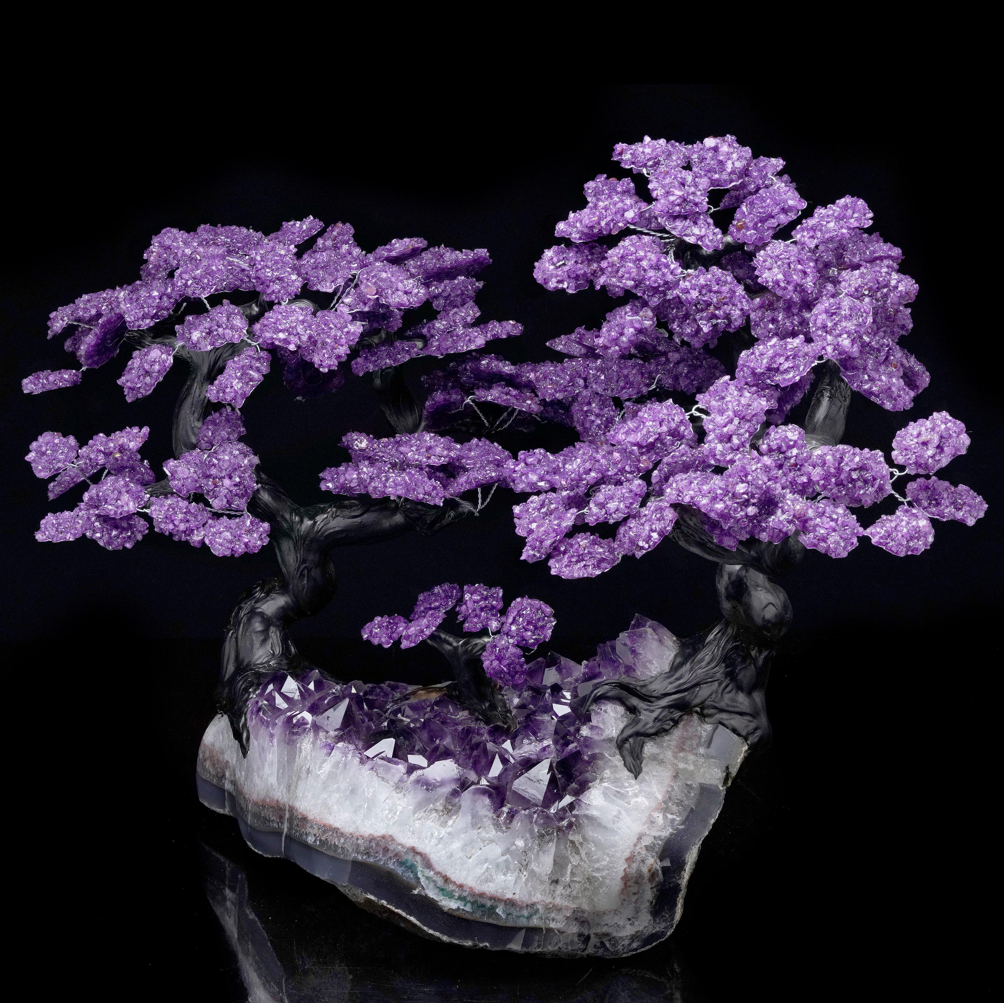 Uruguayan Large Amethyst Gemstone Tree on Amethyst Cluster For Sale