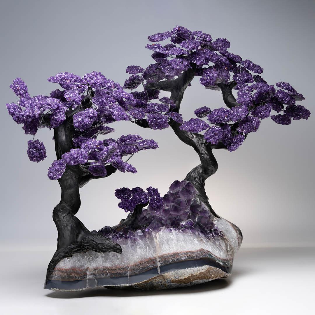 Large Amethyst Gemstone Tree on Amethyst Cluster For Sale 1