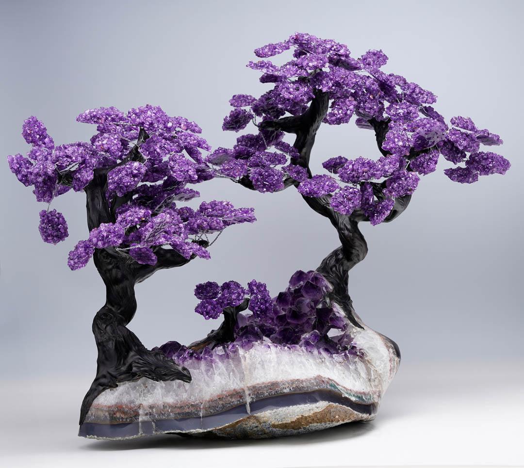Large Amethyst Gemstone Tree on Amethyst Cluster For Sale 2