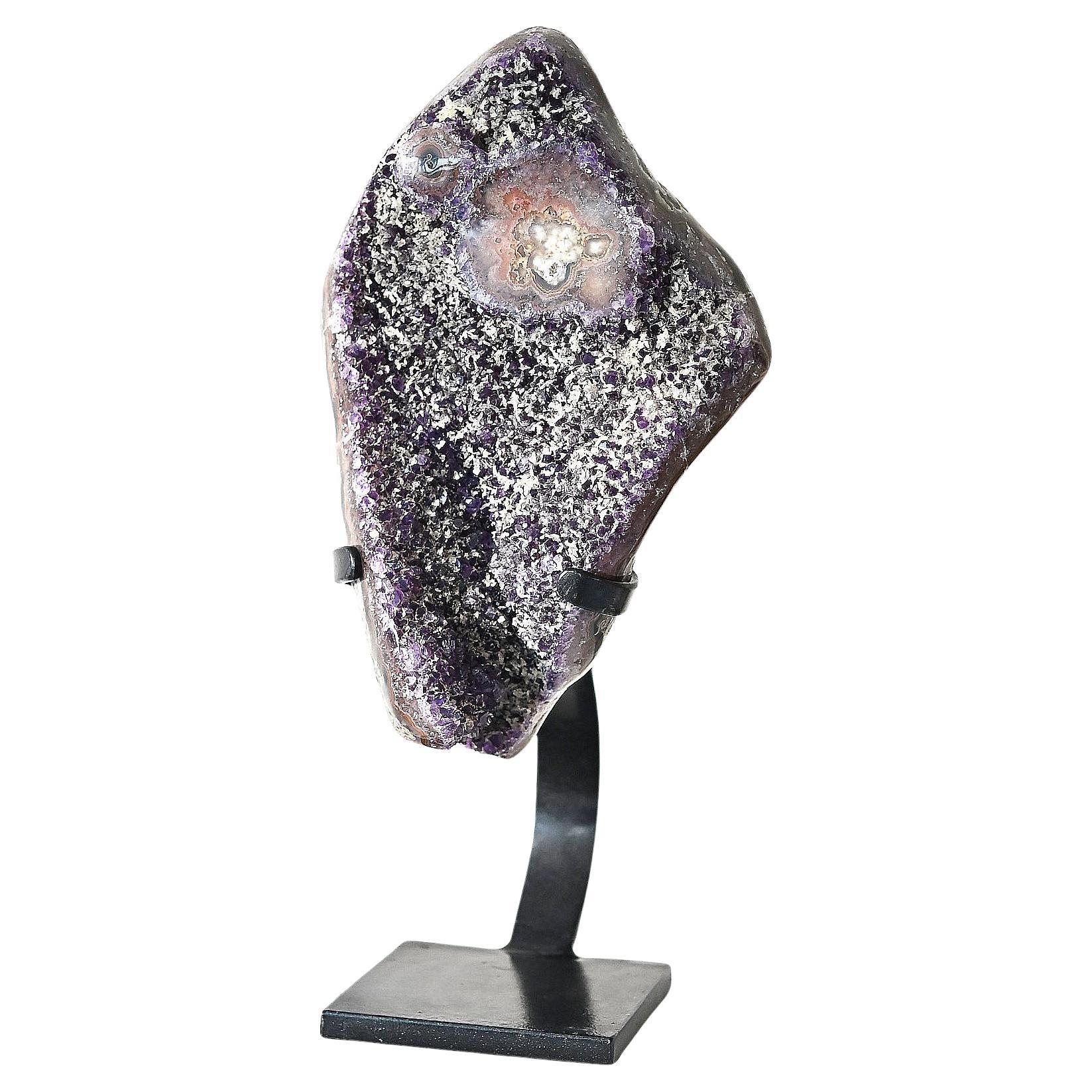 Large Amethyst Geode Natural Specimen 16 LBS on Stand