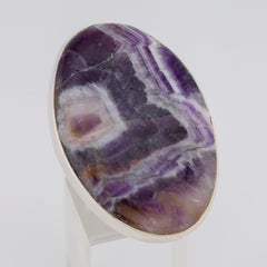 Large amethyst silver ring
