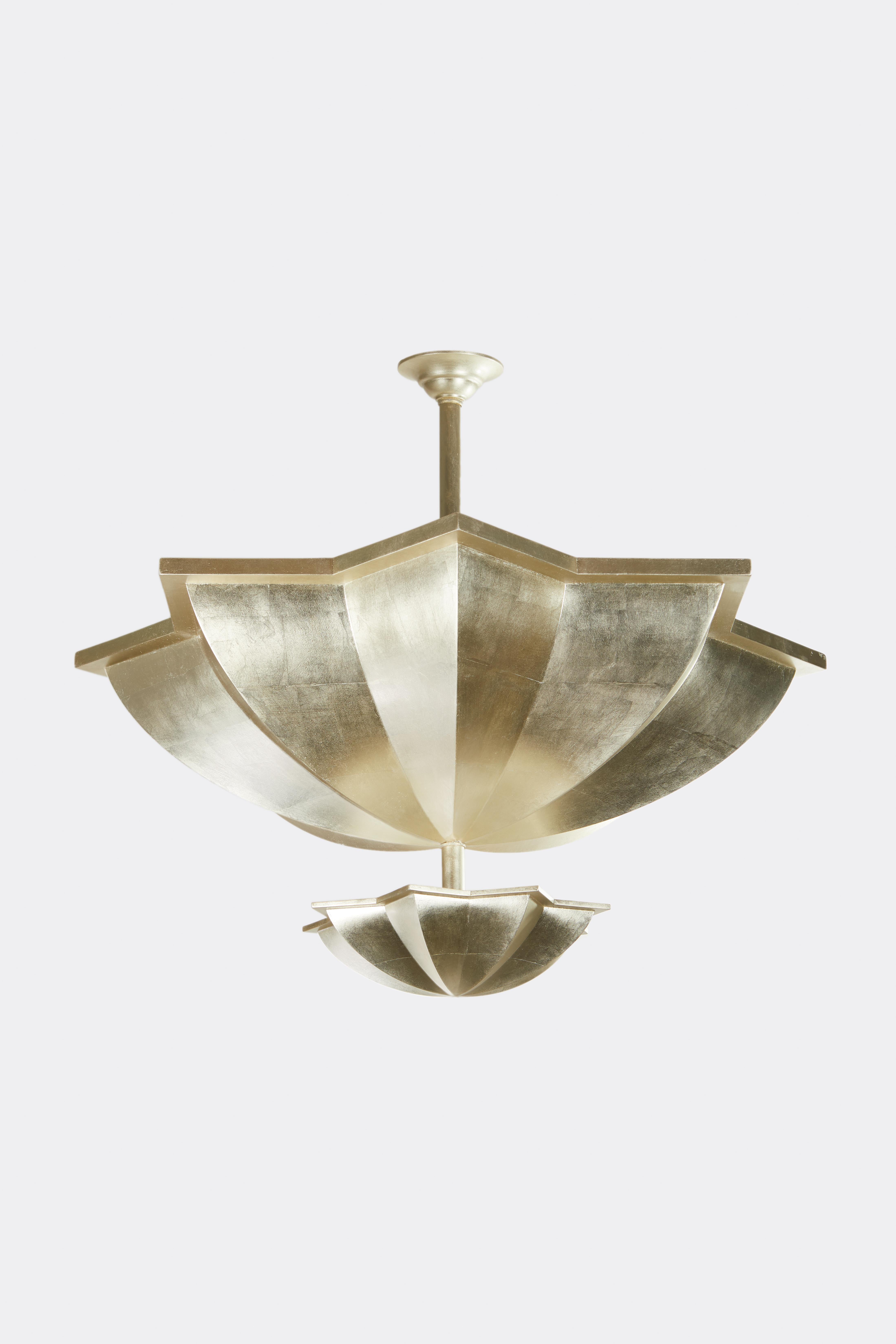 Brass Large Amina Pendant in White Gold by David Duncan Studio For Sale