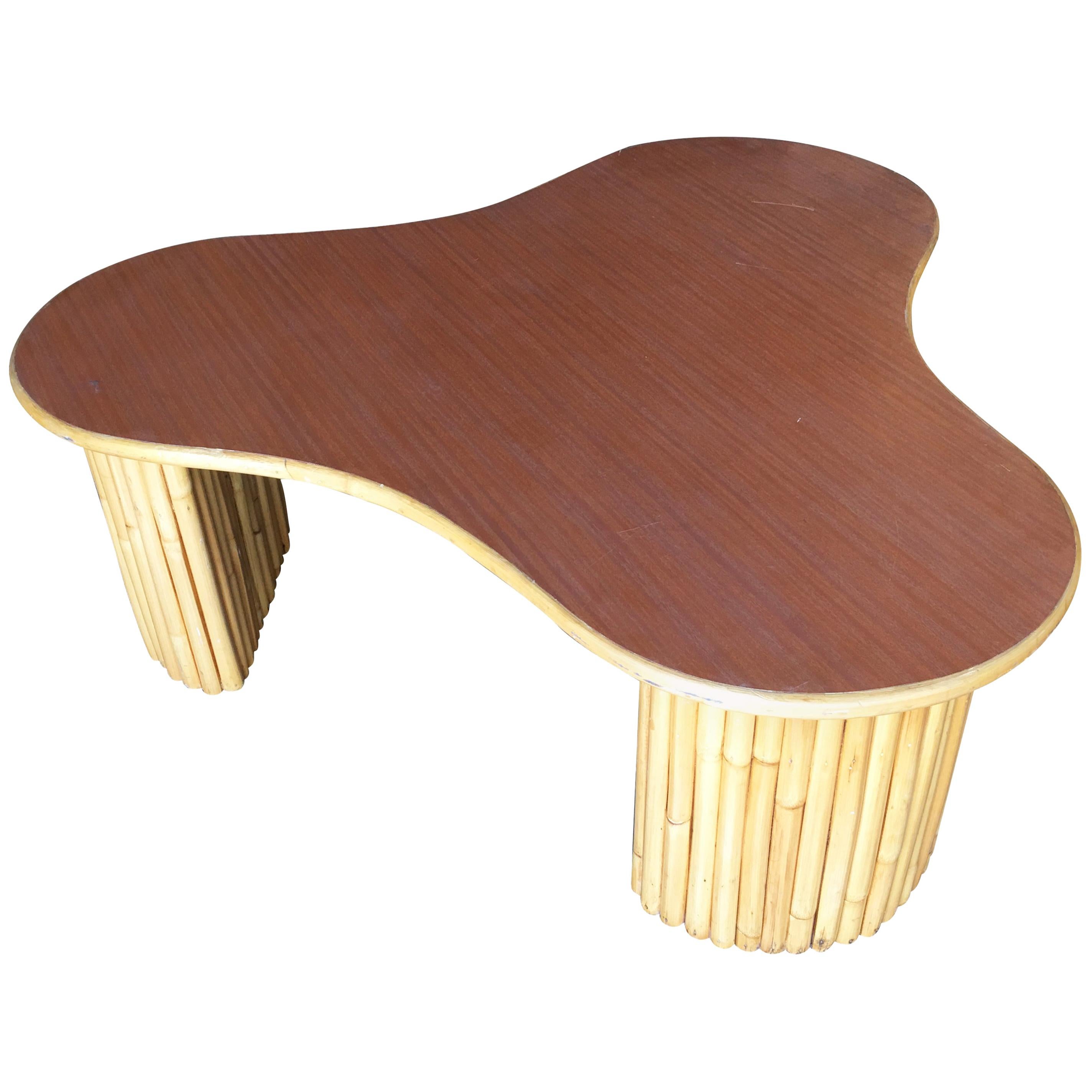 California Burl Wood Coffee Table with Amoeba Glass Top at 1stDibs