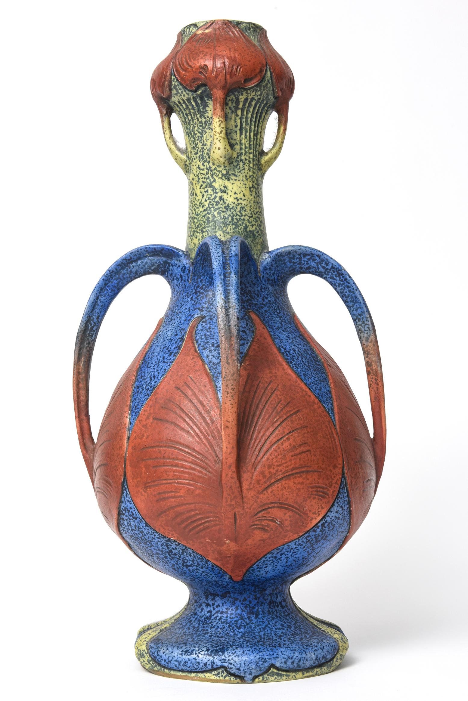 Porcelain Large Amphora Art Nouveau Handled Vase Attributed to Paul Dachsel For Sale