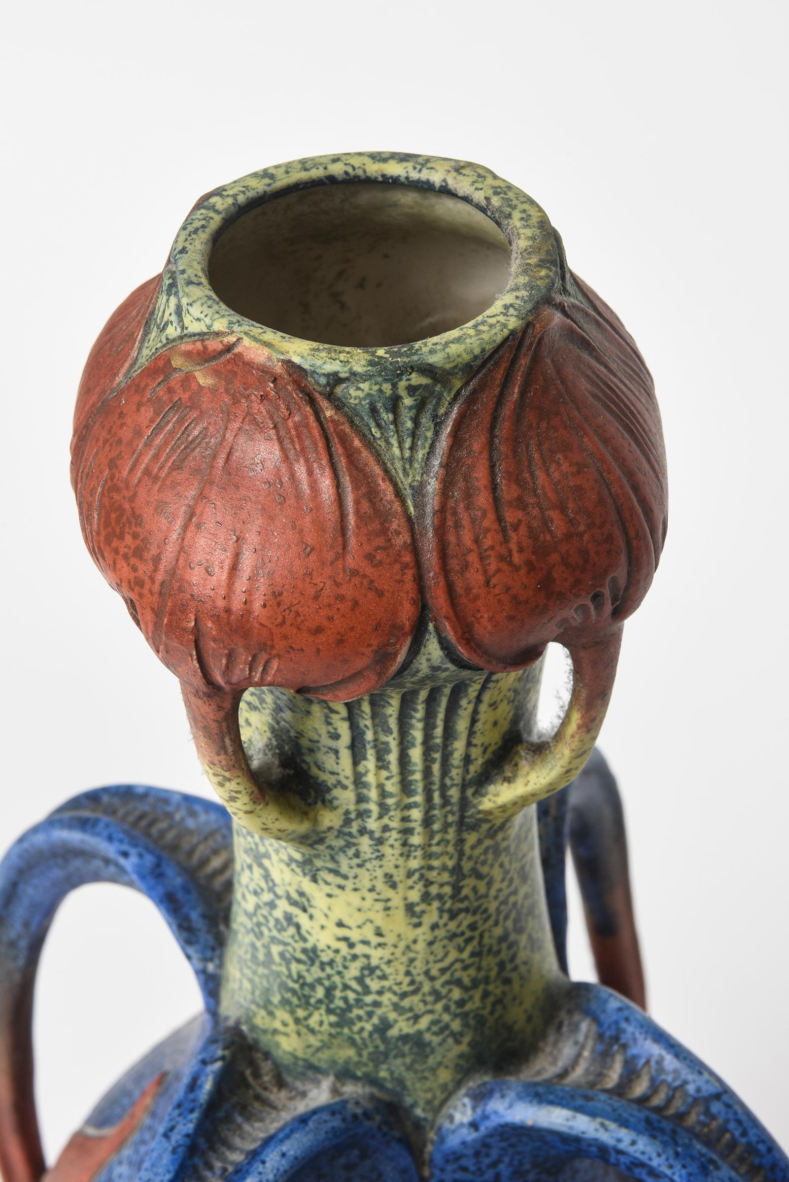 Porcelaine Grand vase à poignée Amphora Art Nouveau attribué à Paul Dachsel en vente