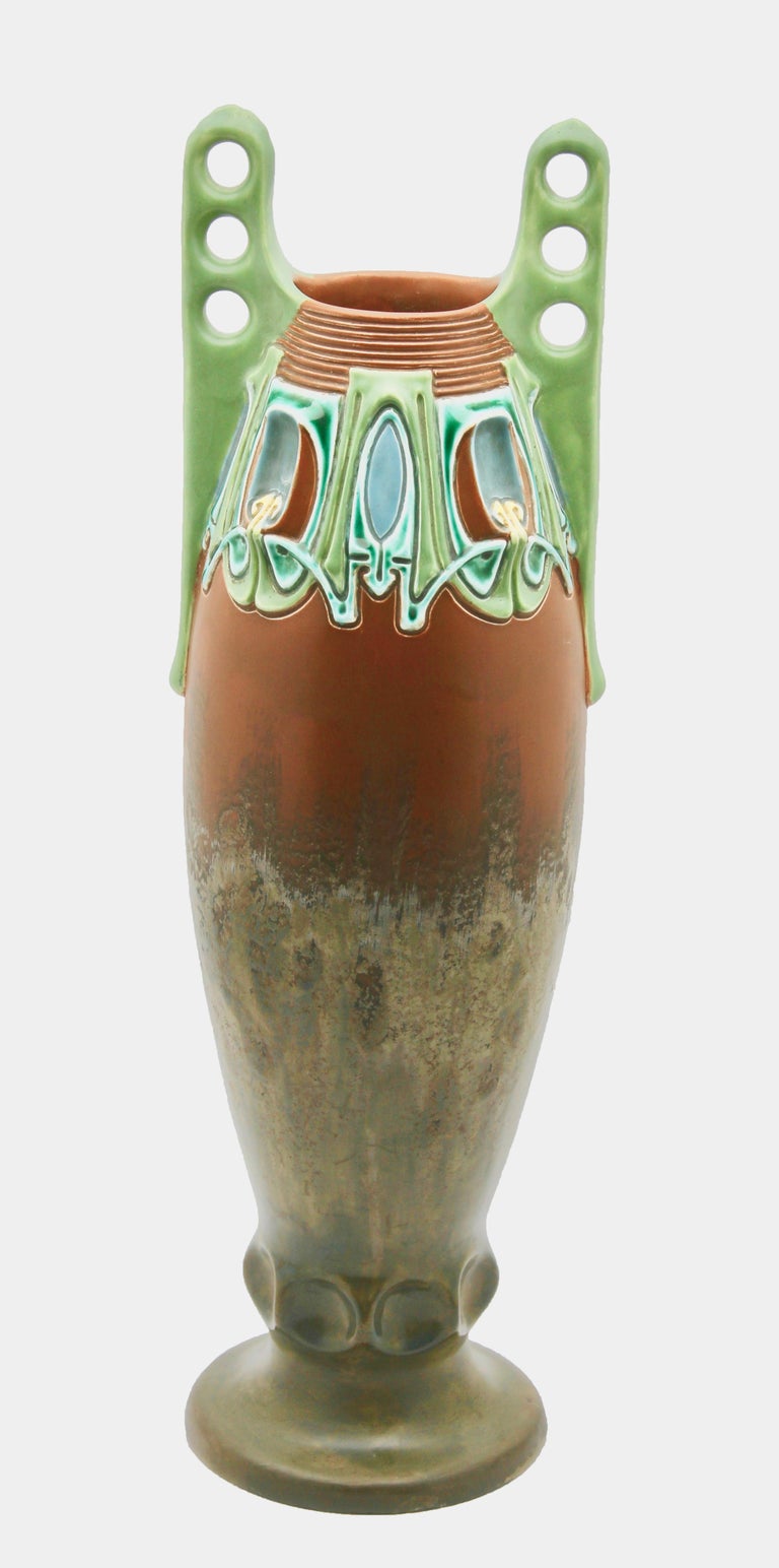 Large Amphora Austria Vase Attributed to Julius Dressler, circa 1905 For Sale at 1stdibs