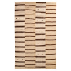 Large Anatolian Neutral Wool Kilim Rug, mid 20th C.
