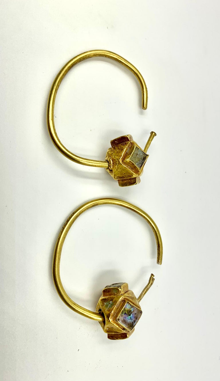 Large Ancient Byzantine Ostrogothic Gold Earrings, Circa 6th