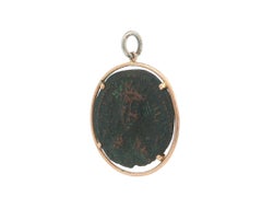 Large Ancient Coin Pendant w/ 14k Yellow Gold Frame