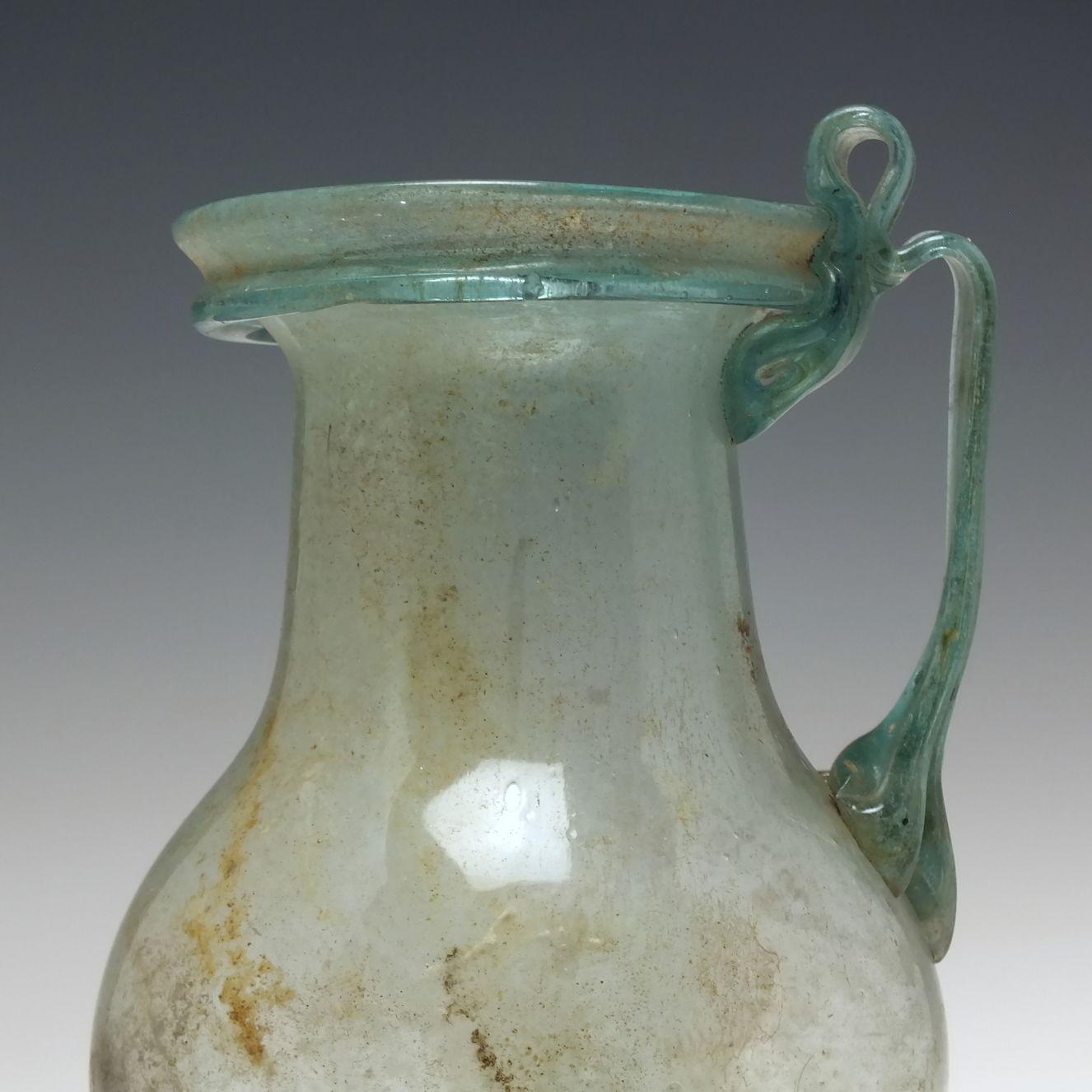 Blown Glass Large Ancient Roman Blue Glass Jug 1st - 2nd Century CE