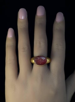 Large Ancient Roman Carnelian Intaglio Gold Ring c.1st Century AD