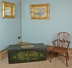 Large and Beautiful Green Painted Nautical Chest Dated 1841